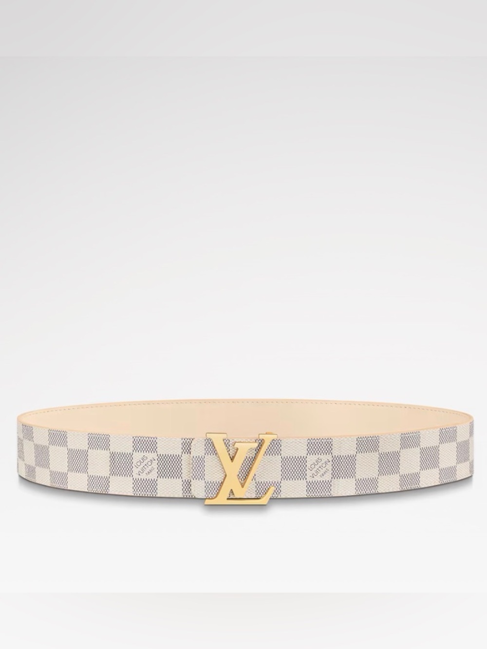 Louis Vuitton Damier Azur Canvas Belt with Gold LV Buckle